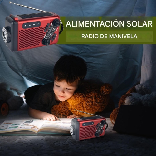 Radio portative à manivelle, génératrice radio, radio à manivelle, radio d'urgence, radio à manivelle avec radio AM/FM - rouge