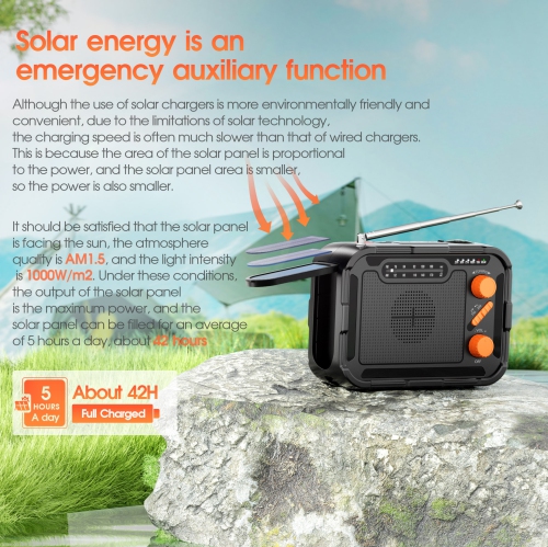Hand crank radio emergency disaster prevention solar charger 5000 mAh compact portable charger