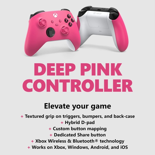 Manette de jeu sans fil Xbox boîte ouverte – Rose foncé – Xbox Series X|S, Xbox One, PC Windows, Android et iOS