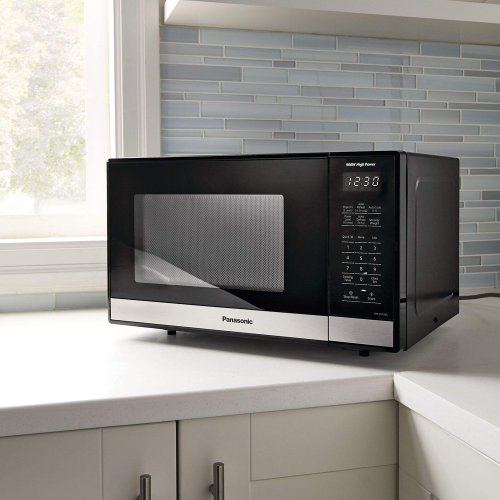 Refurbished Good-Panasonic NNSG458S Compact 900W Microwave Oven, Stainless Steel/Black