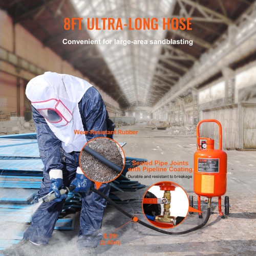 VEVOR 5 Gallon Sand Blaster, 60-110 PSI High Pressure Sandblaster, Portable Abrasive Blasting Tank, Air Sand Blasting Kit with 4 Ceramic Nozzles and