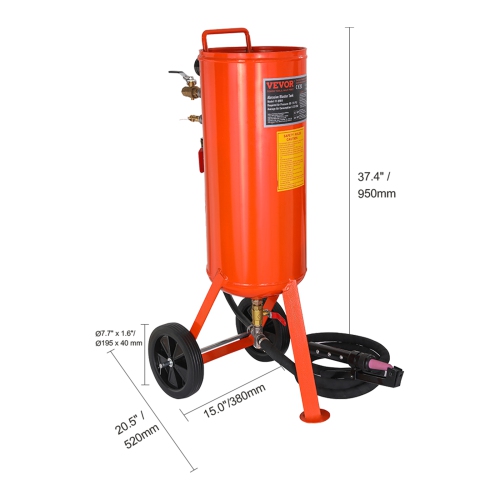 VEVOR 10 Gallon Heavy-Duty Sand Blaster, 60-110 PSI High Pressure Sandblaster, Portable Abrasive Blasting Tank, Air Sand Blasting Kit with 2 Ceramic