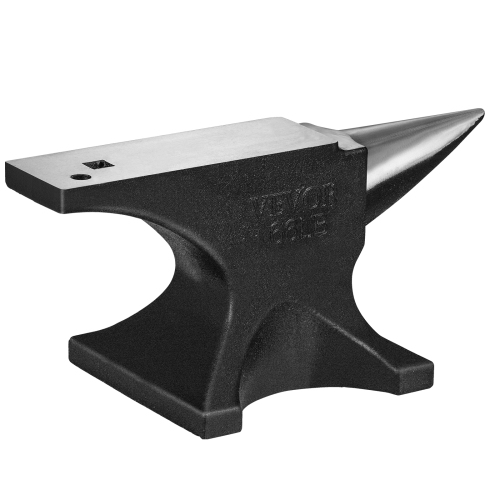 VEVOR Single Horn Anvil, 66Lbs Cast Steel Anvil, High Hardness Rugged Round Horn Anvil Blacksmith, with Round and Square Hole, Large Countertop and