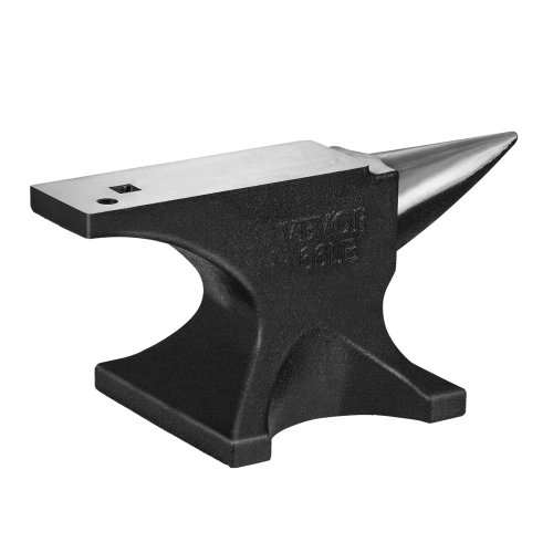 VEVOR Single Horn Anvil, 66Lbs Cast Steel Anvil, High Hardness Rugged Round Horn Anvil Blacksmith, with Round and Square Hole, Large Countertop and