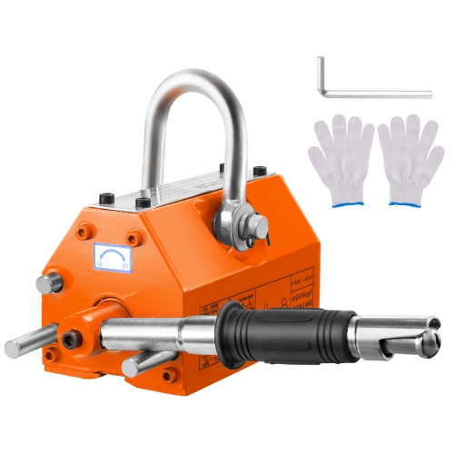 VEVOR  Magnetic Lifter, 1320 Lbs/600Kg Pulling Capacity, 2.5 Safety Factor, Steel And Neodymium, Lifting Magnet w Release, Permanent Lift Magnets