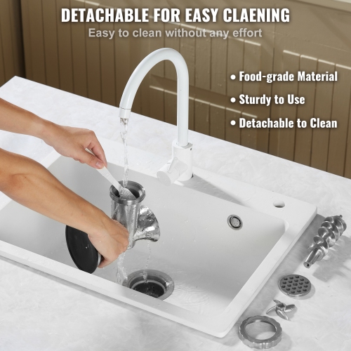 VEVOR Manual Meat Grinder, 304 Stainless Steel Hand Meat Grinder with Suction Cup + Steel Table Clamp, Meat Mincer Sausage Maker & 2 Cutting Plates,