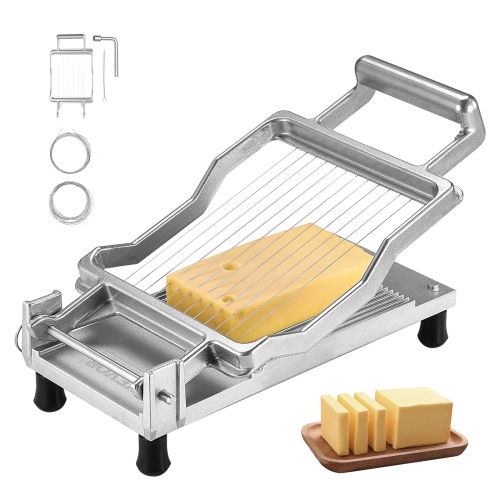 VEVOR 0.39"&0.78" Cheese Cutter with Wire, Cheeser Butter Cutting Blade, Detachable Cheese Slicer Wire, Aluminum Alloy Commercial Cheese Slicer with
