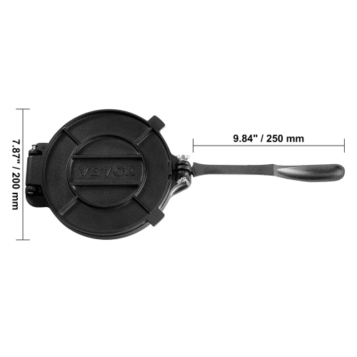 VEVOR 8 Inch Tortilla Press, Tortilla and Roti Maker, Cast Iron Heavy Duty Tortilladora Press, Pre-Seasoned Pataconera Maker with 100 Pcs Parchment