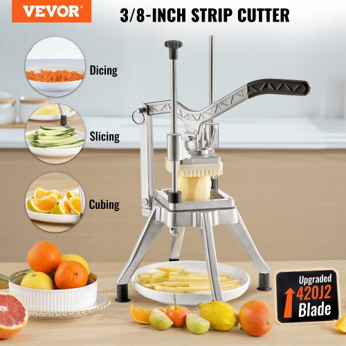 VEVOR Commercial Vegetable Fruit Chopper 3/8″ Blade Heavy Duty Professional Food Dicer Kattex French Fry Cutter Onion Slicer Stainless Steel for