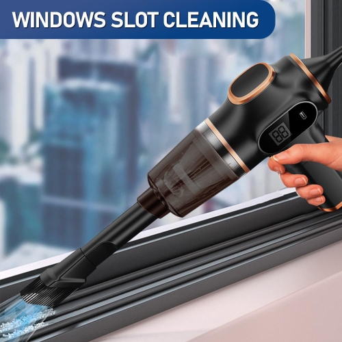 Portable Mini Vacuum Cleaner with LED Display, Air Fryer with Multi Nozzles for Car Home Office Pet Hair