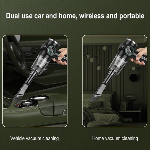 Vacuum cleaner wireless portable dust collector car household large suction handheld mini power display - green