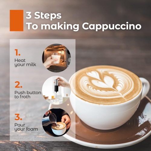 Electric Milk Frother - Mini Powerful Egg Beater, Suitable for Coffee, Protein Shakes, Non-Dairy Milk, Compact and Durable, One-Touch Operation,