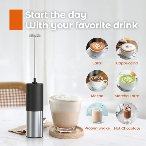 Electric Milk Frother - Mini Powerful Egg Beater, Suitable for Coffee, Protein Shakes, Non-Dairy Milk, Compact and Durable, One-Touch Operation,