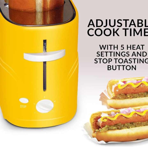 Grille-pain 2-en-1 Hot Dog et Sandwich – Poignée Cool Touch, panier réutilisable, fentes très larges pour grille, nettoyage facile