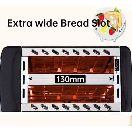 Grille-pain classique avec deux fentes – Réglages de cuisson légers à croustillants, conception résistante à la chaleur – Parfait pour les