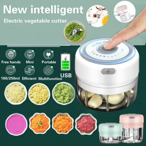 30W Mini Food Chopper - Electric Garlic Ginger Nut Crusher with Stainless Steel Blades, Easy to Clean, USB Rechargeable