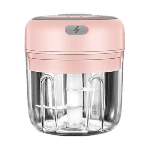 GREEN SCENIC  30W Mini Food Chopper - Electric Garlic Ginger Nut Crusher With Stainless Steel Blades, Easy to Clean, USB Rechargeable (Pink, 250Ml)