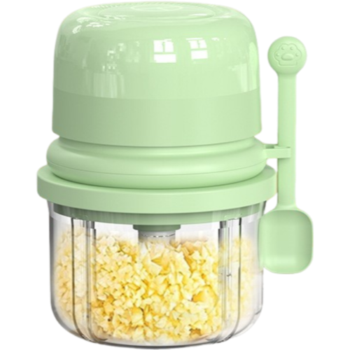 GREEN SCENIC  Mini Electric Garlic Mincer - Home Supplementary Food, 6 Stainless Steel Blades, Thick Non-Slip High Hardness Glass, Easy to Clean, USB