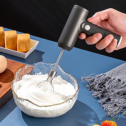 Black Electric Mini Blender - USB rechargeable, cordless blender for cakes, butter and salads, 3 speeds, 2000 mAh battery, long battery life