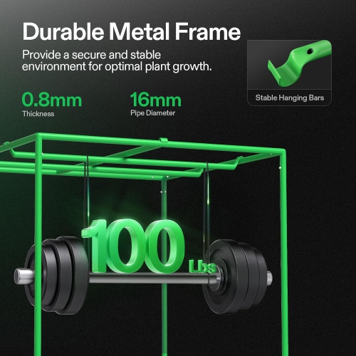Tente 4x2 Grow, 48 x 24 x 60 po de haut réfléchissant en Mylar avec fenêtre d'observation et plateau de plancher pour plante d'intérieur