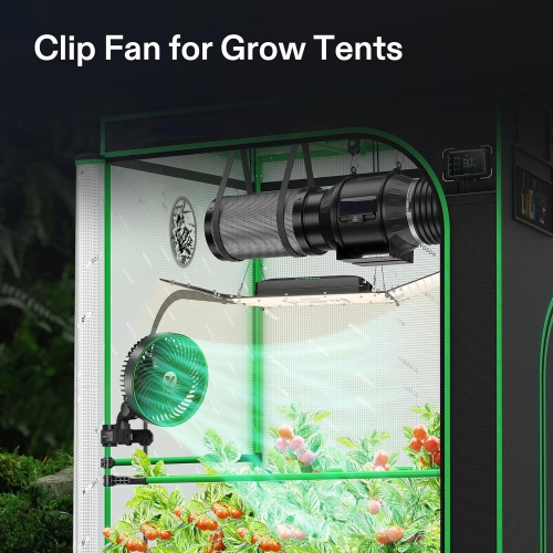 Grow Tent Fan 6”, EC Motor, Smart Wifi Control, US Patented Auto Oscillating Clip fan, Weatherproof IP-54, Strong Airflow but Quiet for Hydroponic