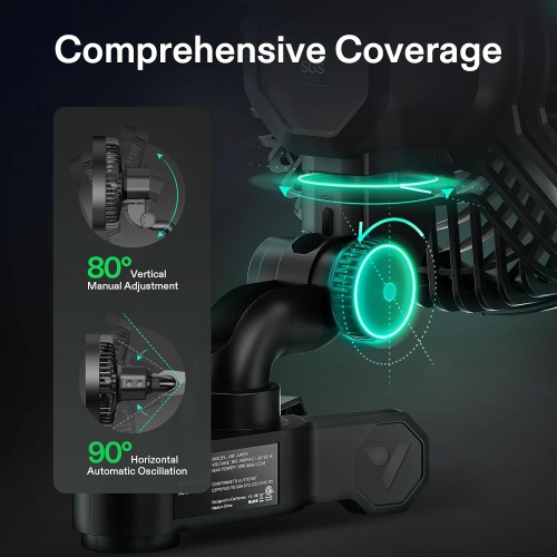 Grow Tent Fan 6”, EC Motor, Smart Wifi Control, US Patented Auto Oscillating Clip fan, Weatherproof IP-54, Strong Airflow but Quiet for Hydroponic