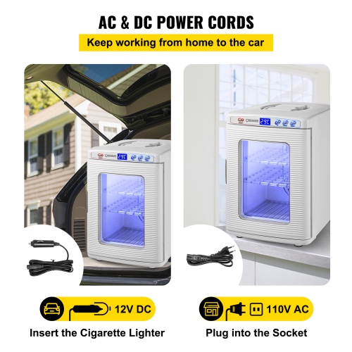 VEVOR 25L Reptile Incubator, Scientific Lab Incubator, Cooling and Heating 5 °C to 42 °C Automatic Incubator, 12V/110V White Reptile Egg Breeding