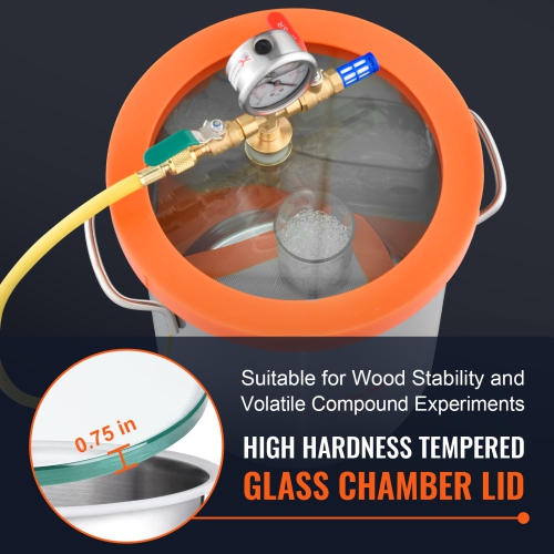 VEVOR 3 Gallon Vacuum Chamber, Upgraded Tempered Glass Lid Vacuum Degassing Chamber, 304 Stainless Steel Chamber, for Stabilizing Wood, Resin