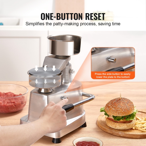 VEVOR 100mm/4inch Commercial Burger Patty Maker, Hamburger Beef Patty Maker, Heavy Duty Food-Grade Stainless Steel Bowl Burger Press Machine, with
