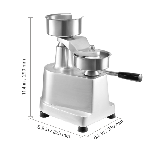 VEVOR 100mm/4inch Commercial Burger Patty Maker, Hamburger Beef Patty Maker, Heavy Duty Food-Grade Stainless Steel Bowl Burger Press Machine, with