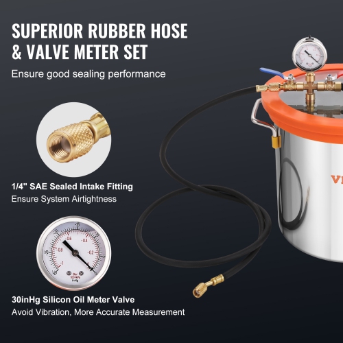 VEVOR 3 Gallon Vacuum Chamber and 3.5 CFM Pump Kit, Tempered Glass Lid Vacuum Degassing Chamber Kit, Single Stage Vacuum Pump with 250 ml Oil Bottle,
