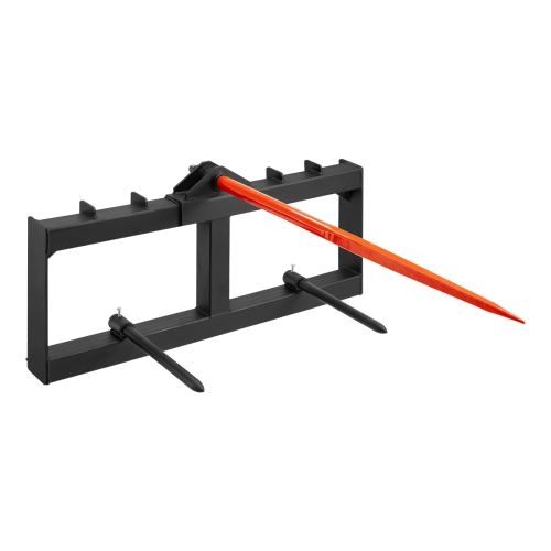 VEVOR 49" Hay Spear, Bale Spears 1600lbs Loading Capacity, Skid Steer Loader Tractor Attachment with 2pcs 17.5" Stabilizer Spears, Quick Attach Spike