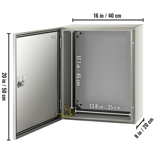 VEVOR 20x16x8'' NEMA Steel Case, NEMA 4X Metal Electric Enclosure, IP66 Water & Dust Resistant, Suitable for Both Outdoor & Indoor Use, Includes