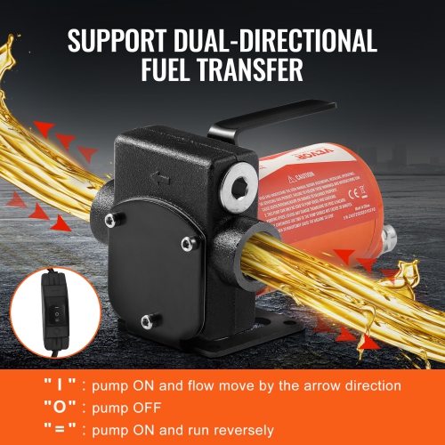 VEVOR 1/10 HP Fuel Transfer Pump, 12V DC 5 GPM , Portable Electric Diesel Transfer Pump with Auto Shut-Off Fuel Nozzle, Long Inlet & Outlet Hose for