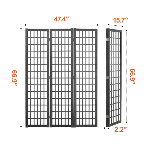 VEVOR 3 Panel Room Divider, Japanese Room Divider, Wood Folding Privacy Screen Indoor, Japanese Partition Dividers Portable Decoration Screens, for