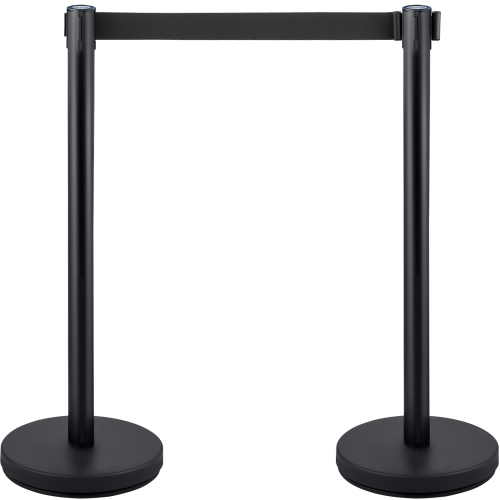 VEVOR 4 Pieces Crowd Control Stanchion, Stanchion Set, Stanchion Set with 6.6 ft/2 m Black Retractable Belt, Black Crowd Control Barrier with