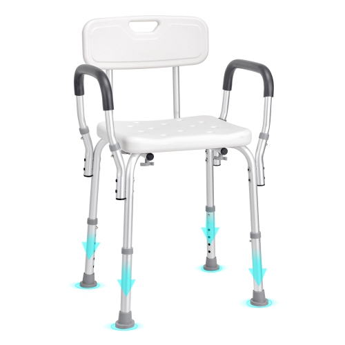 VEVOR Shower Chair, Shower Seat with Back, Adjustable Height Shower Stool, Shower Chair for Inside Shower, Non-slip Bathroom Bench Bath Chair for