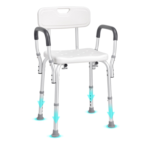 VEVOR Shower Chair, Shower Seat with Back, Adjustable Height Shower Stool, Shower Chair for Inside Shower, Non-slip Bathroom Bench Bath Chair for