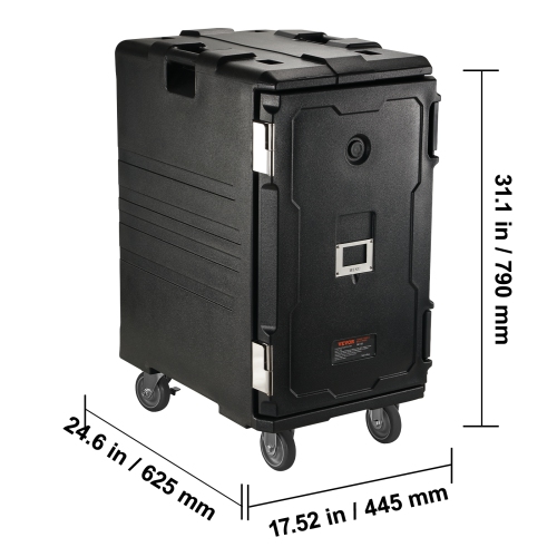 VEVOR Insulated Food Pan Carrier, 109 Qt Hot Box for Catering, LLDPE Food Box Carrier with Double Buckles, Front Loading Food Warmer with Handles,
