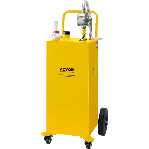 VEVOR 30 Gallon Fuel Caddy, Gas Storage Tank & 4 Wheels, with Manuel Transfer Pump, Gasoline Diesel Fuel Container for Cars, Lawn Mowers, ATVs,