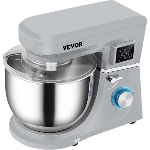 VEVOR 660W Stand Mixer, Electric Dough Mixer with 6 Speeds LCD Screen Timing, Tilt-Head Food Mixer with 7.4 Qt Stainless Steel Bowl, Dough Hook,