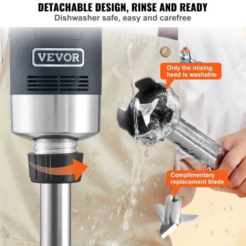 VEVOR 750W 12" Commercial Immersion Blender, Heavy Duty Hand Mixer, Variable Speed Kitchen Stick Mixer with 304 Stainless Steel Blade, Multi-Purpose