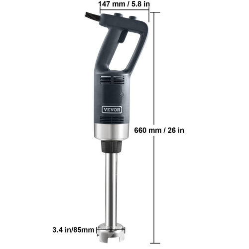VEVOR 750W 12" Commercial Immersion Blender, Heavy Duty Hand Mixer, Variable Speed Kitchen Stick Mixer with 304 Stainless Steel Blade, Multi-Purpose