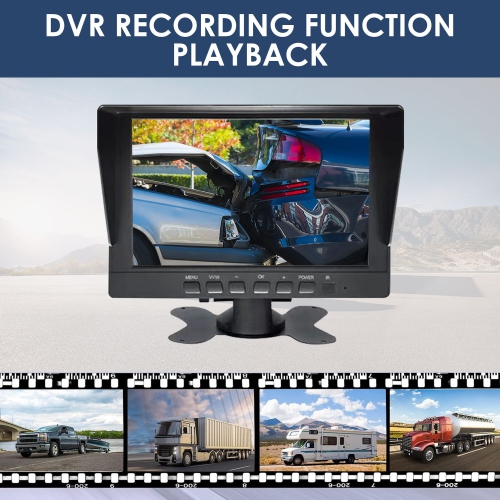 Enregistreur de conduite de voiture de 10,1-pouces, 360 Surveillance à quatre voies Vue panoramique adaptée aux camions, véhicules agricoles