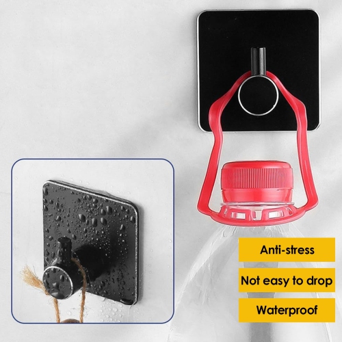 4 Pack Black Adhesive Hooks, Bathroom Wall Adhesive Hooks, Punch-Free Kitchen Towel Hooks