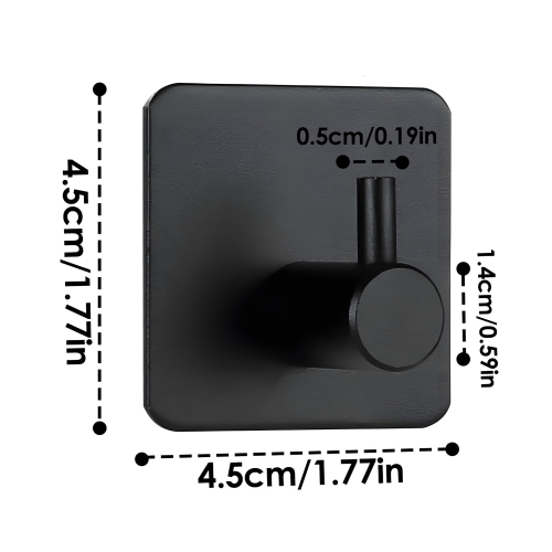 4 Pack Black Adhesive Hooks, Bathroom Wall Adhesive Hooks, Punch-Free Kitchen Towel Hooks