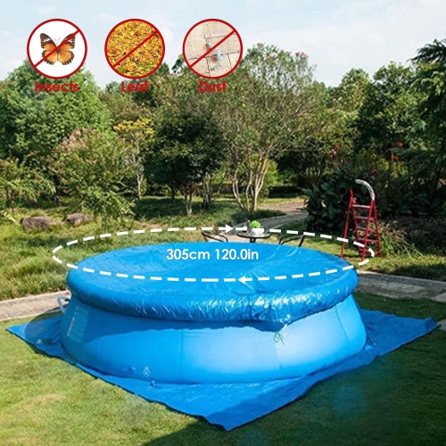Bâche de piscine ronde avec bande élastique de 305&nbsp;cm, toile imperméable en toile de piscine, toile imperméable à l'épreuve du vent et de la