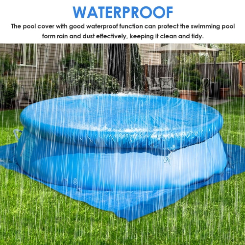 Bâche de piscine ronde avec bande élastique de 305&nbsp;cm, toile imperméable en toile de piscine, toile imperméable à l'épreuve du vent et de la