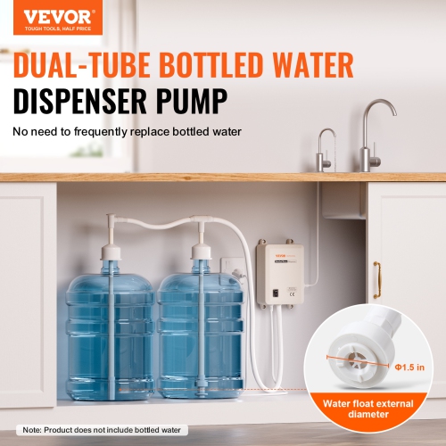 VEVOR 2x5 Gallon Bottled Water Dispenser Pump System, Dispensing System, Automatic Electric Water Dispenser, Double-Pipe Water Jug Pump, Compatible
