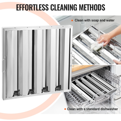 VEVOR 19.5W x 19.5H Inch Commercial Hood Filter, Range Hood Filters, Stainless Steel Restaurant Range Hood Baffle Filter for Grease Rated Commercial